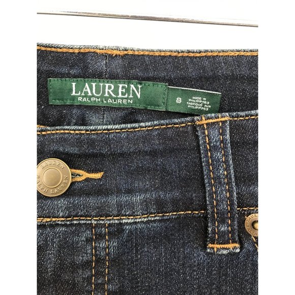 Lauren Ralph Lauren Premier Stretch Straight Leg Jean 8 Dark Wash NEW - Picture 4 of 7